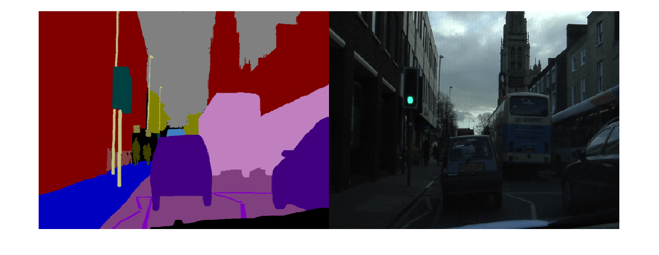 セグメンテーションマップから画像を生成するpix2pixHDの入出力例